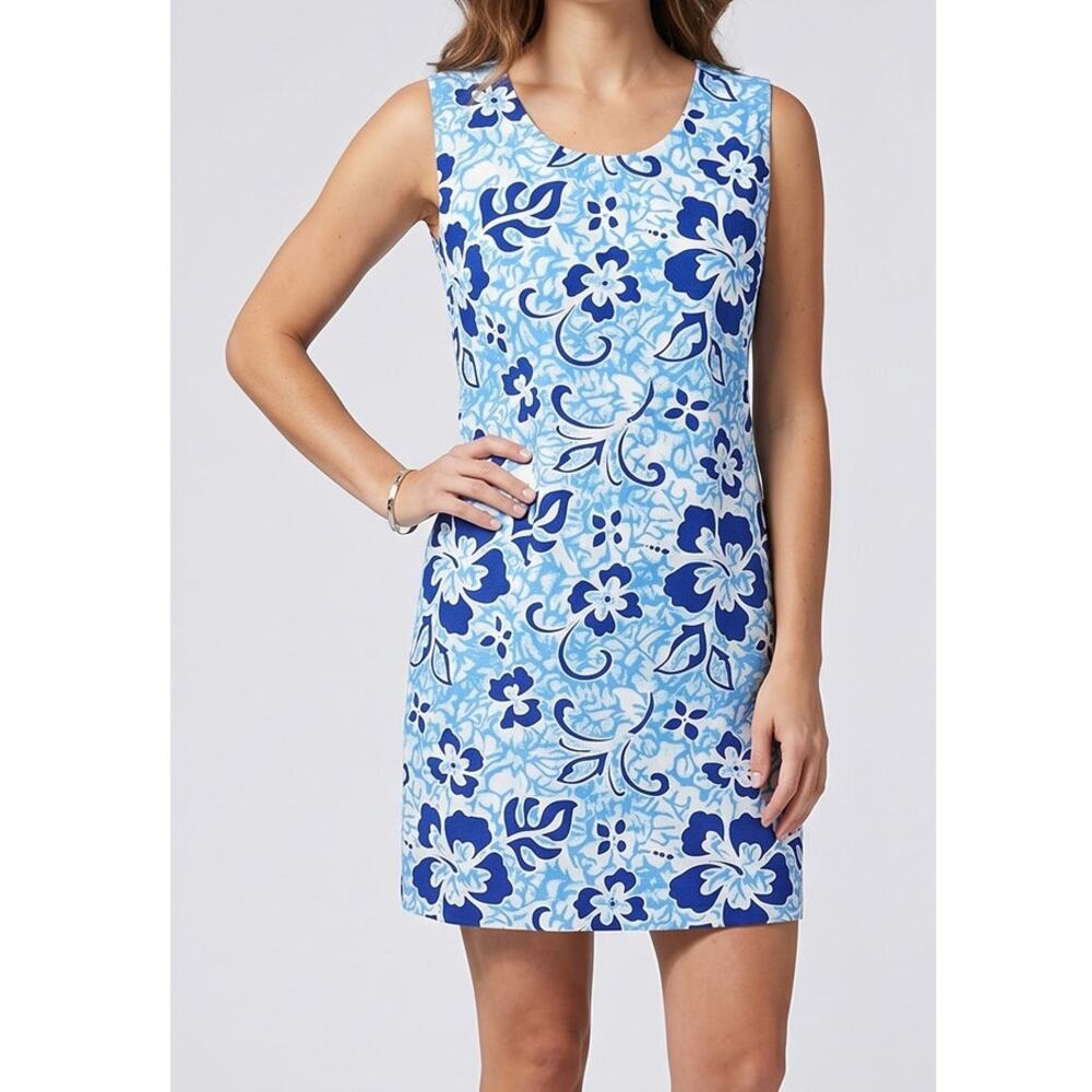 Hula Bay Womens Hawaiian M Blue Floral Dress Swim Cover Up